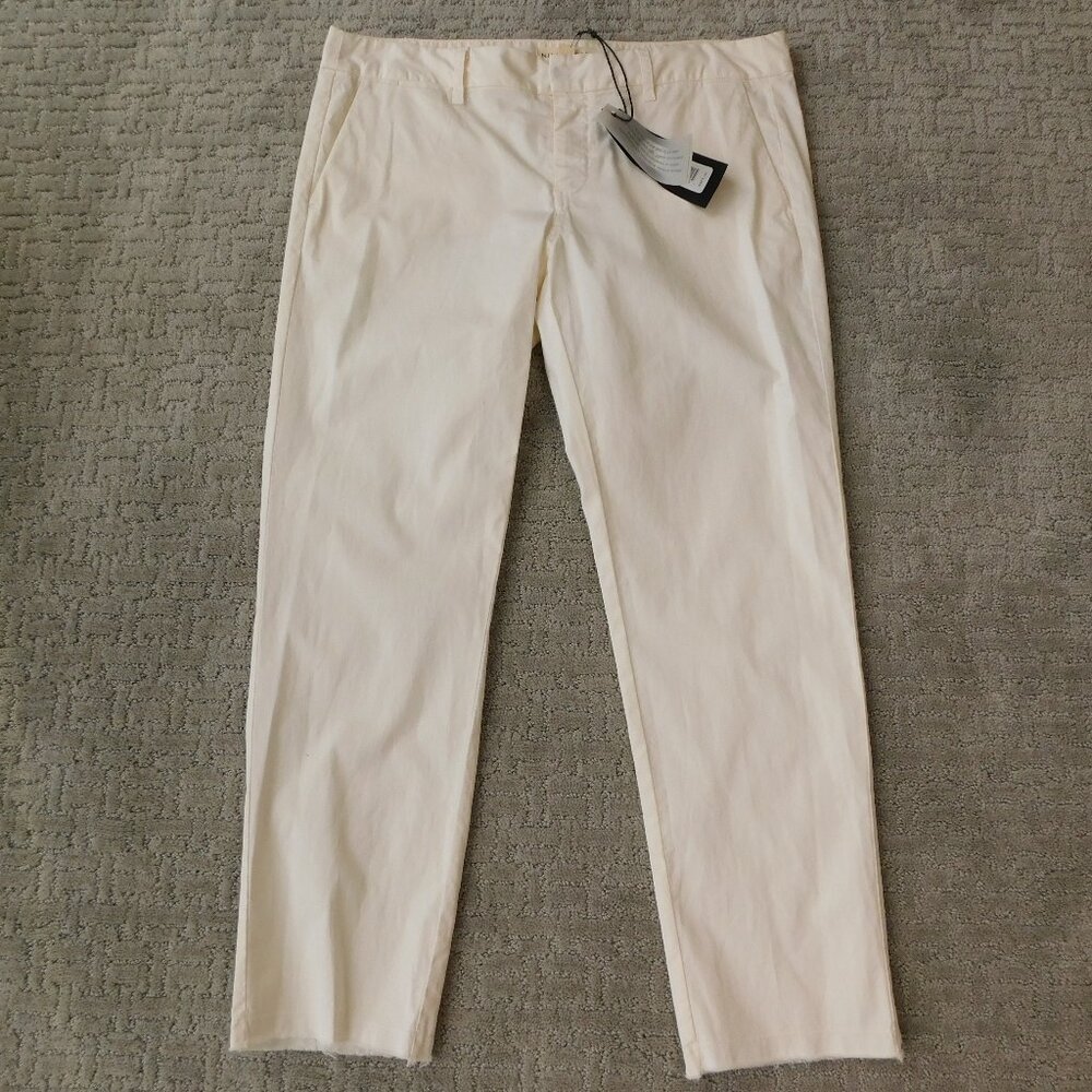 Nili Lotan East Hampton Frayed Cropped Pants | Eggshell | NWT | 12